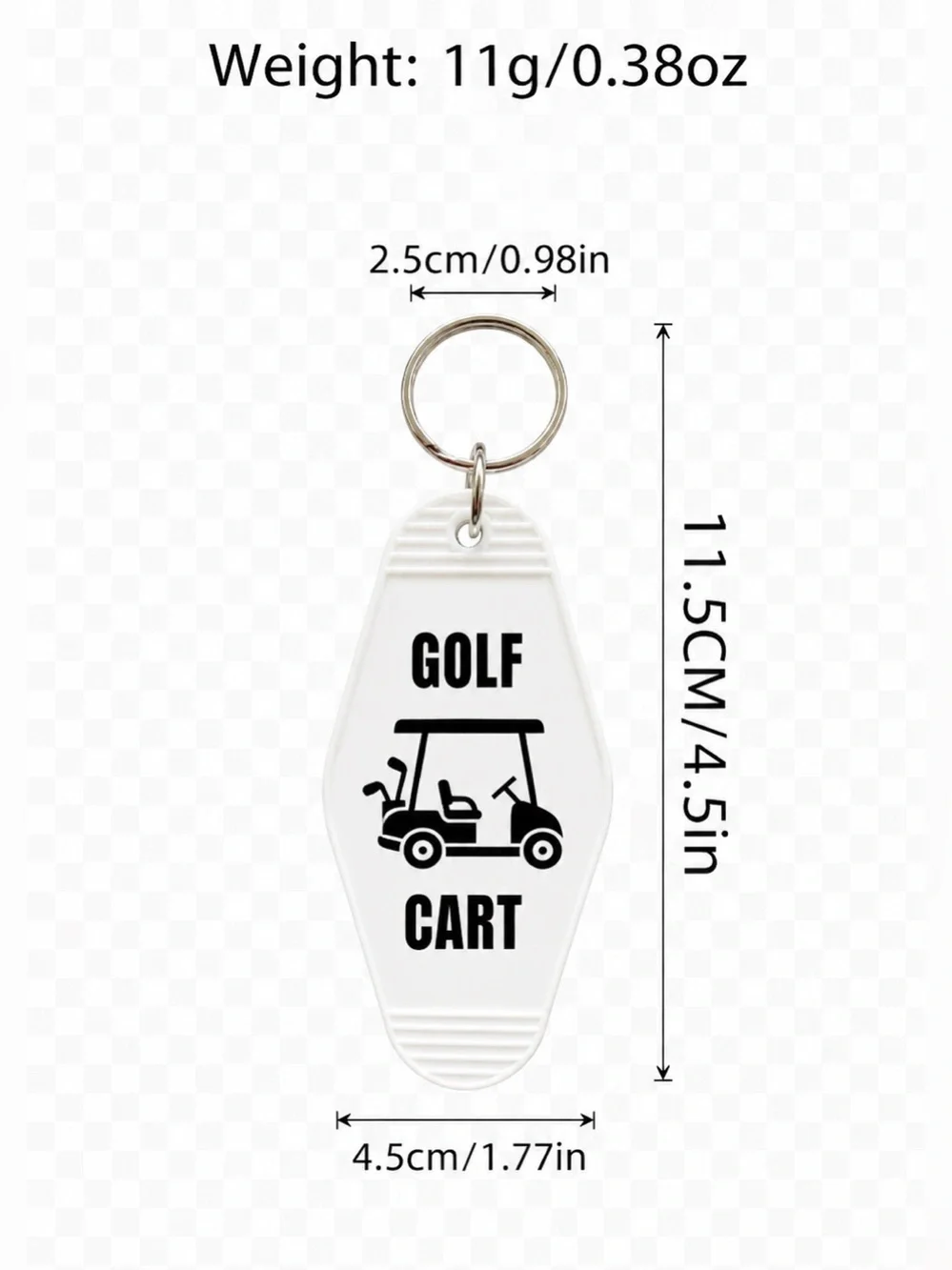 Golf Cart Motel Style Keychain White Plastic Hotel Key Tag